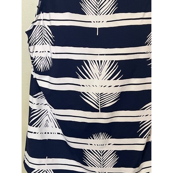 Lands End Tankini Swim Top Size 10 Blue White Palm Print Beach Vacation Resort - Picture 8 of 11